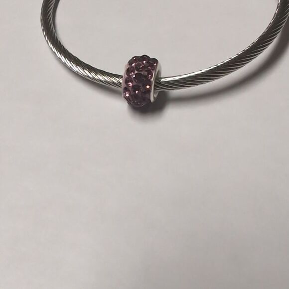 Purple Rhinestones Charm for Pandora Style Bracelet‎ - Picture 1 of 4